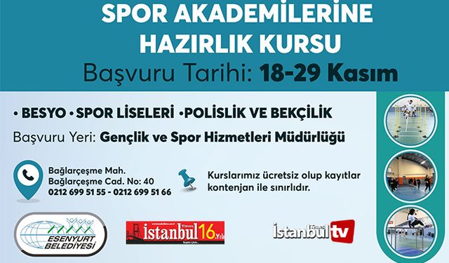 Esenyurt Belediyesi Spor Akademisi kayıtları başlıyor