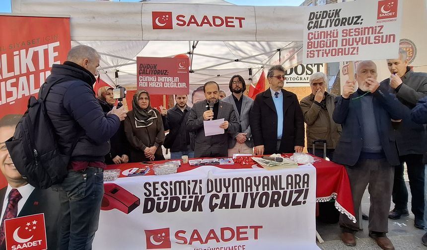 Saadet Partisi’nden 6 Şubat Depremleri’ nin 3.Yılında “Deprem Düdüğü” Eylemi