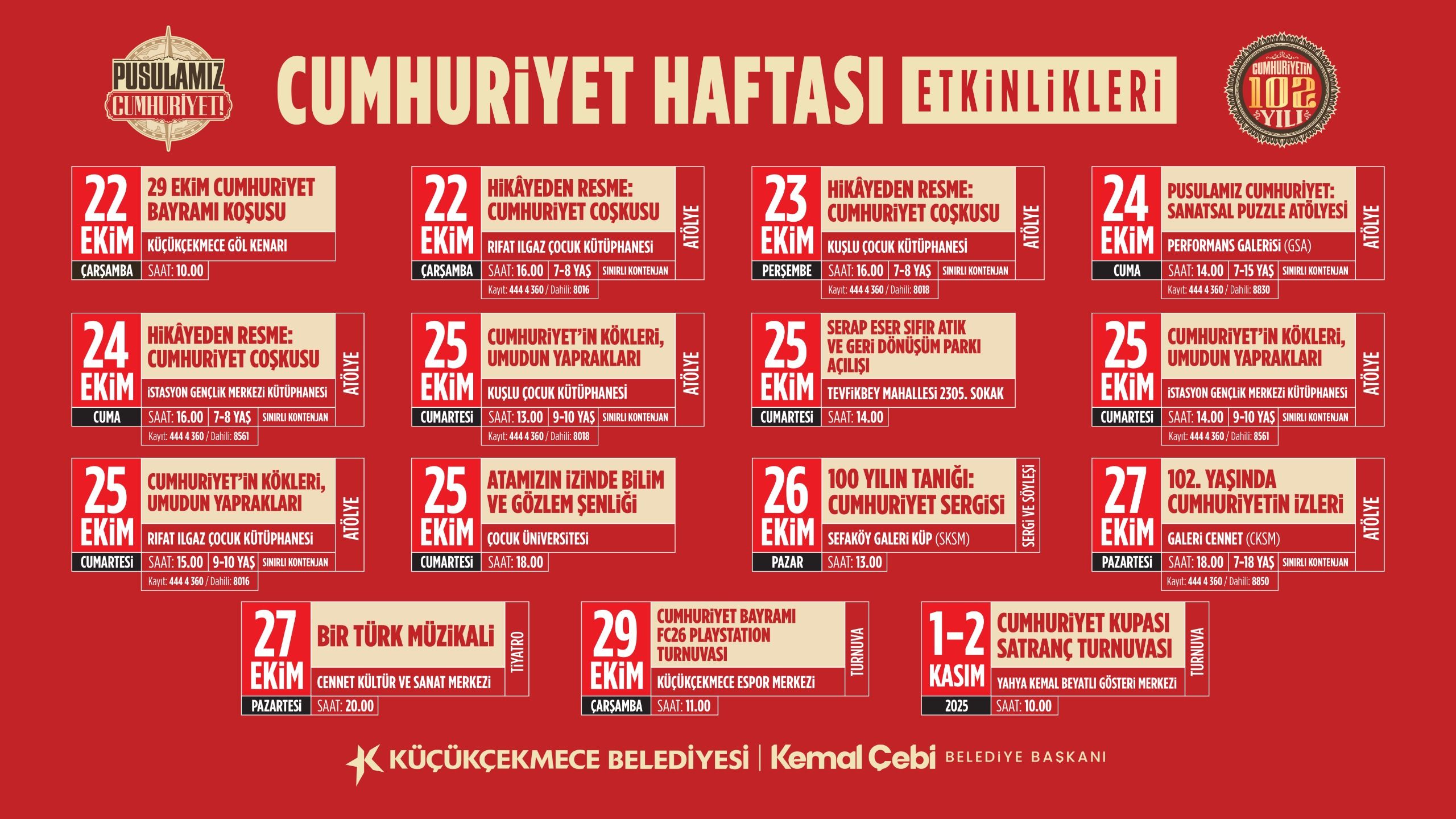 Cumhuriyet’in 102. Yılı Küçükçekmece’de Bir Dizi Etkinlikle Kutlanacak